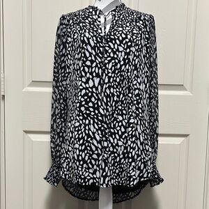 WHBM Elegant Black and White Blouse